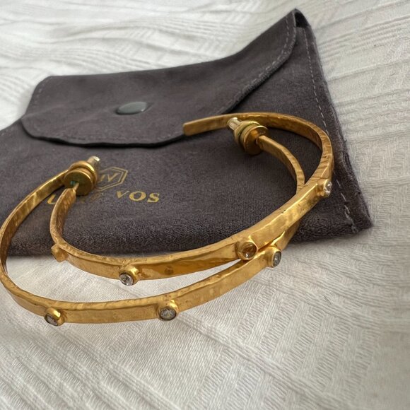 Julie Vos Crescent Stone Hoops in Extra Large - Picture 3 of 6